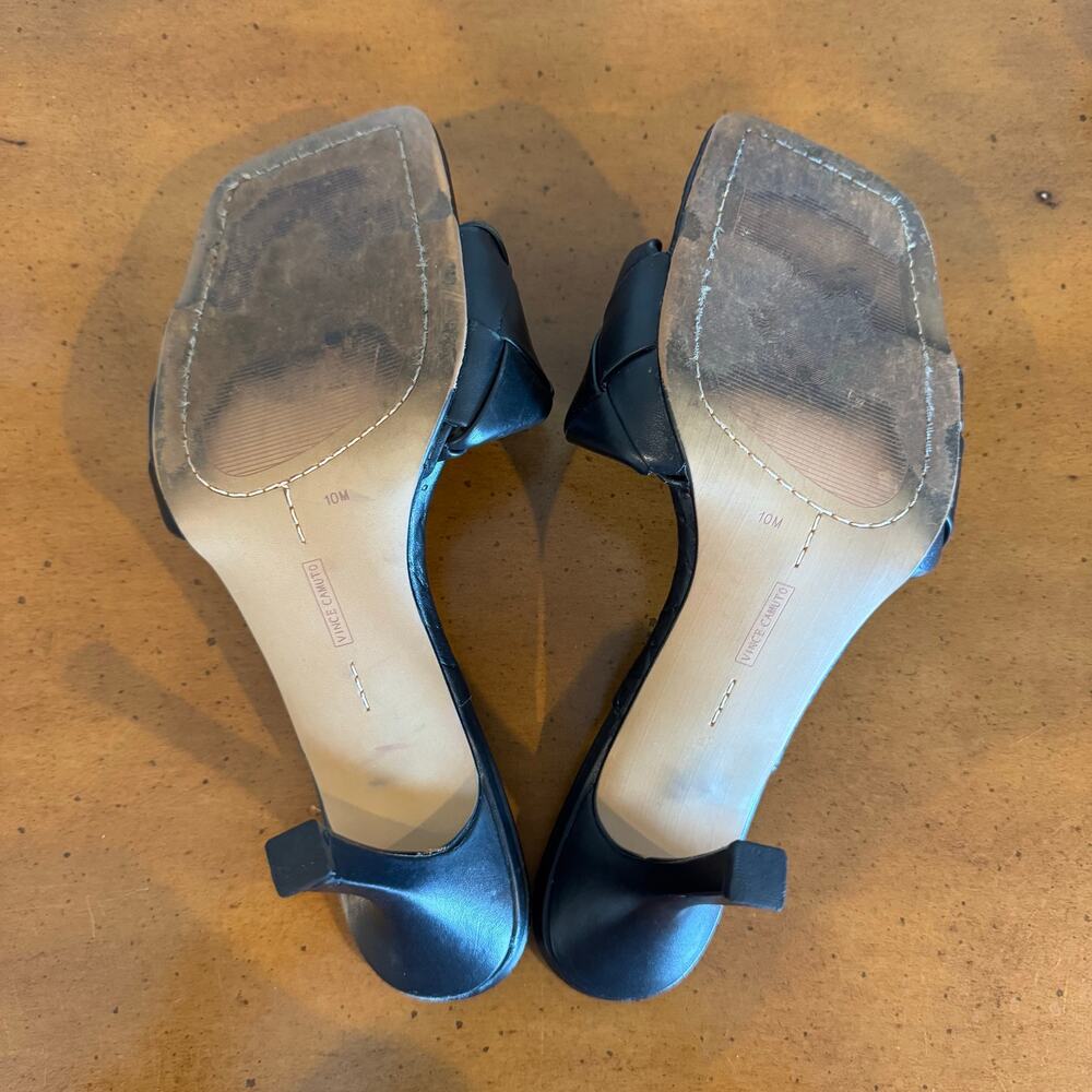Vince Camuto Brelanie Black Leather Heeled Sandals Size 10M - Picture 5 of 7